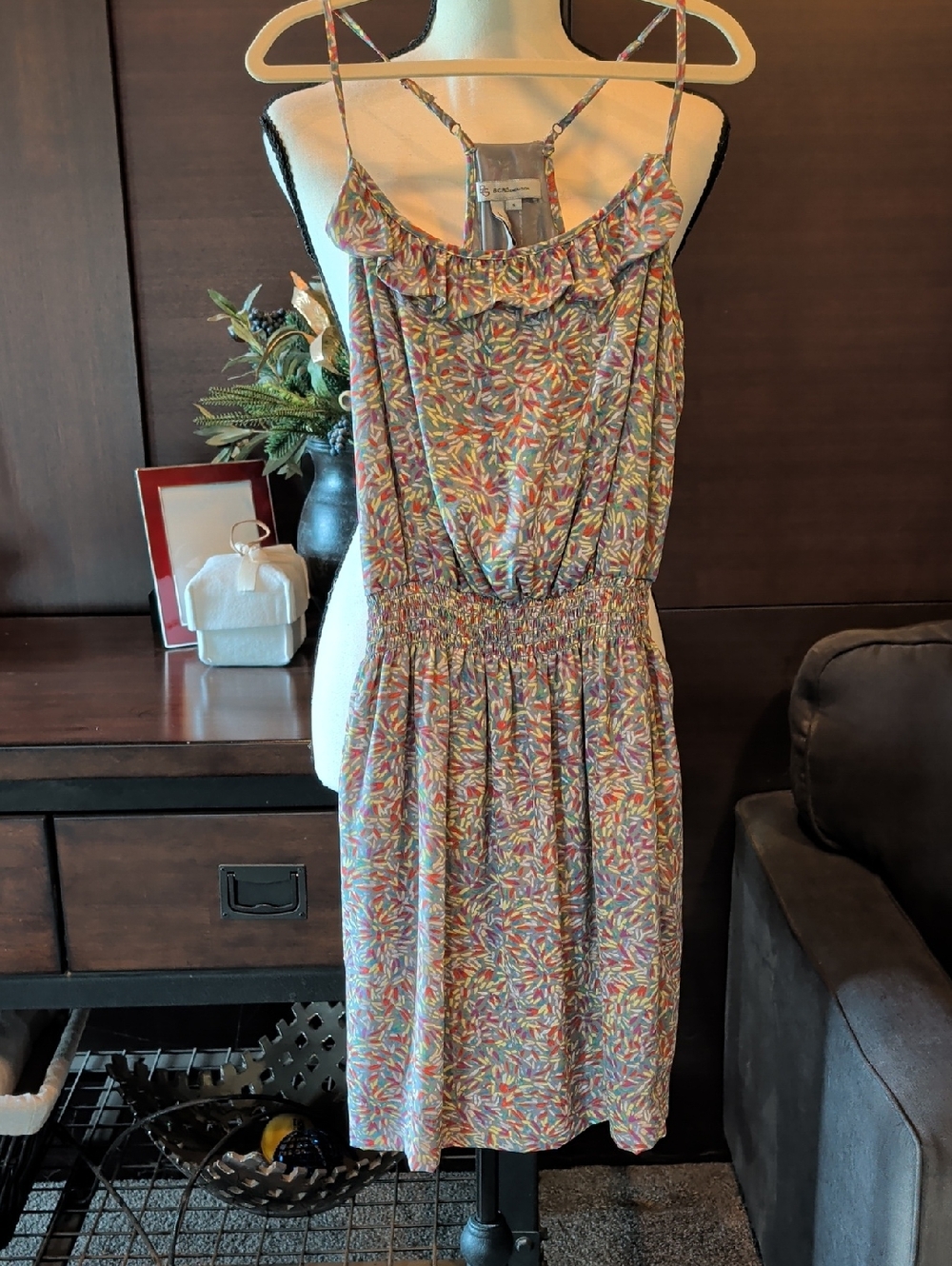 BCBGeneration Multicolor Floral Smocked Midi Dress